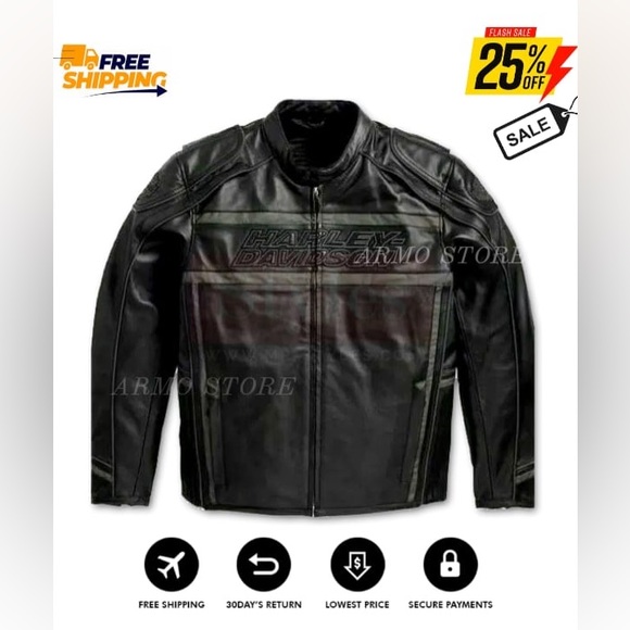 Harley Davidson Men's Luminator 360 Black Leather Jacket, Genuine Leather Jacket - Picture 2 of 2